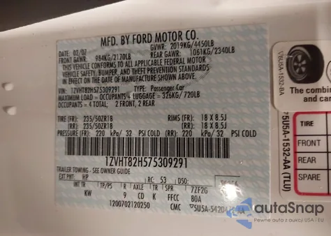 2007 Ford Mustang Gt z USA, uszkodzony, nr VIN 1ZVHT82H575309291